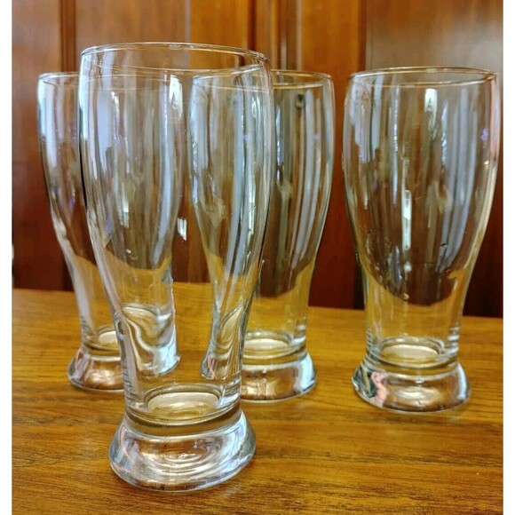 Libbey 16oz / 7" PINT Pilsner Beer Draft Clear Glasses Drinkware Set of 4 VGC - Picture 1 of 6